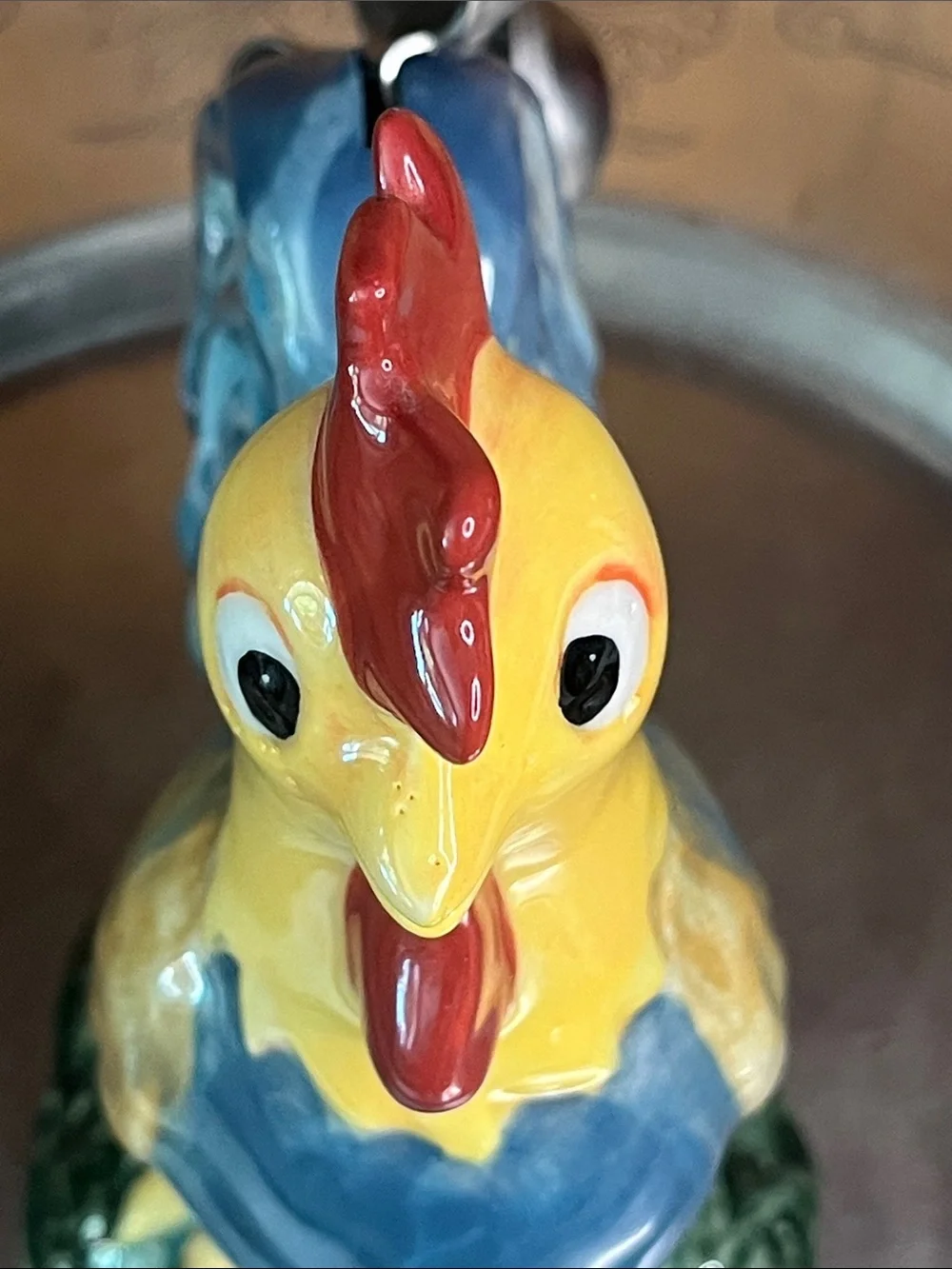 VTG- Cheerfully Colorful Ceramic Rooster Stainless Steel Measuring Spoons Holder
